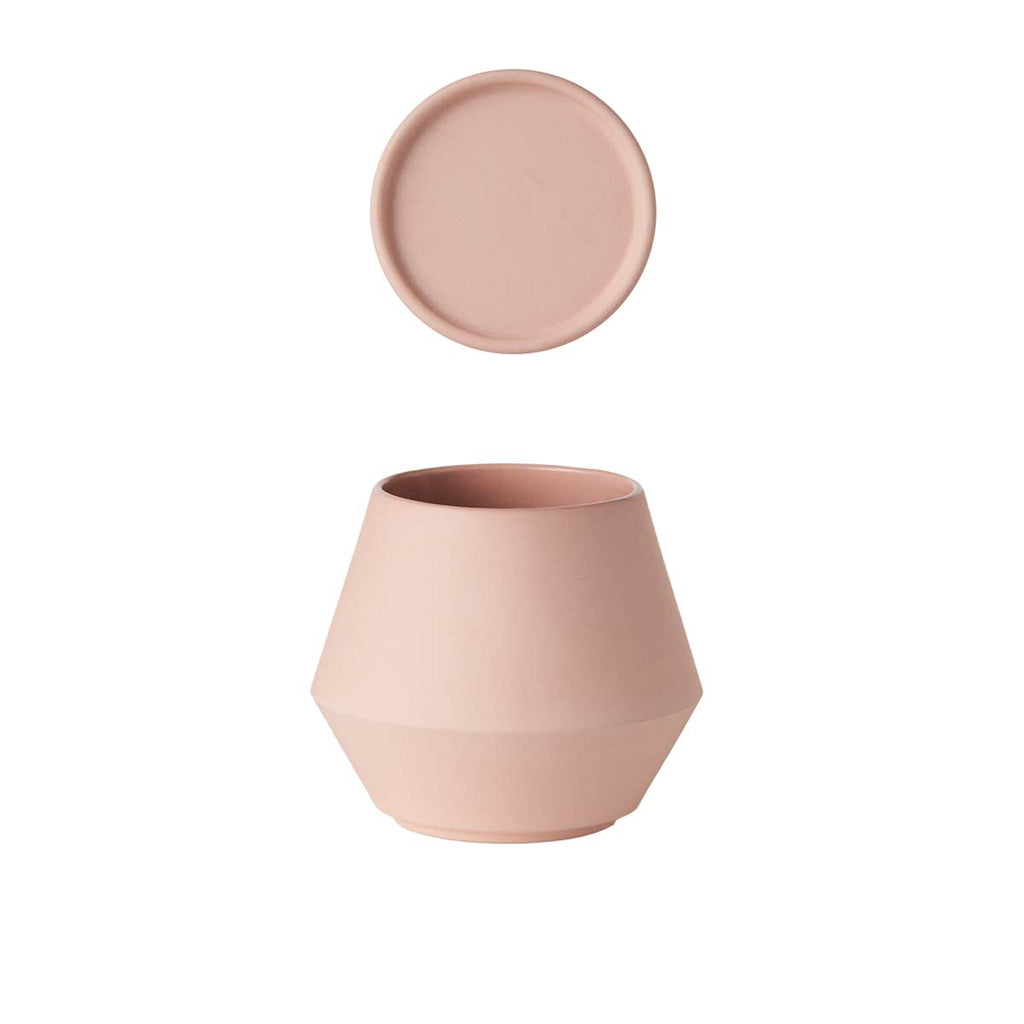 Tazza rosa con coperchio