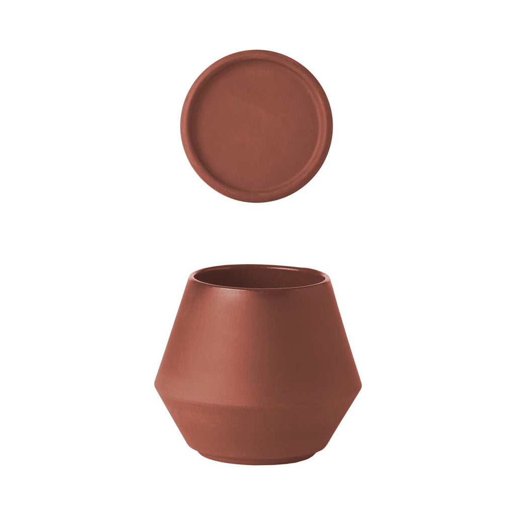 Tazza con coperchio in ceramica color cinnamomo