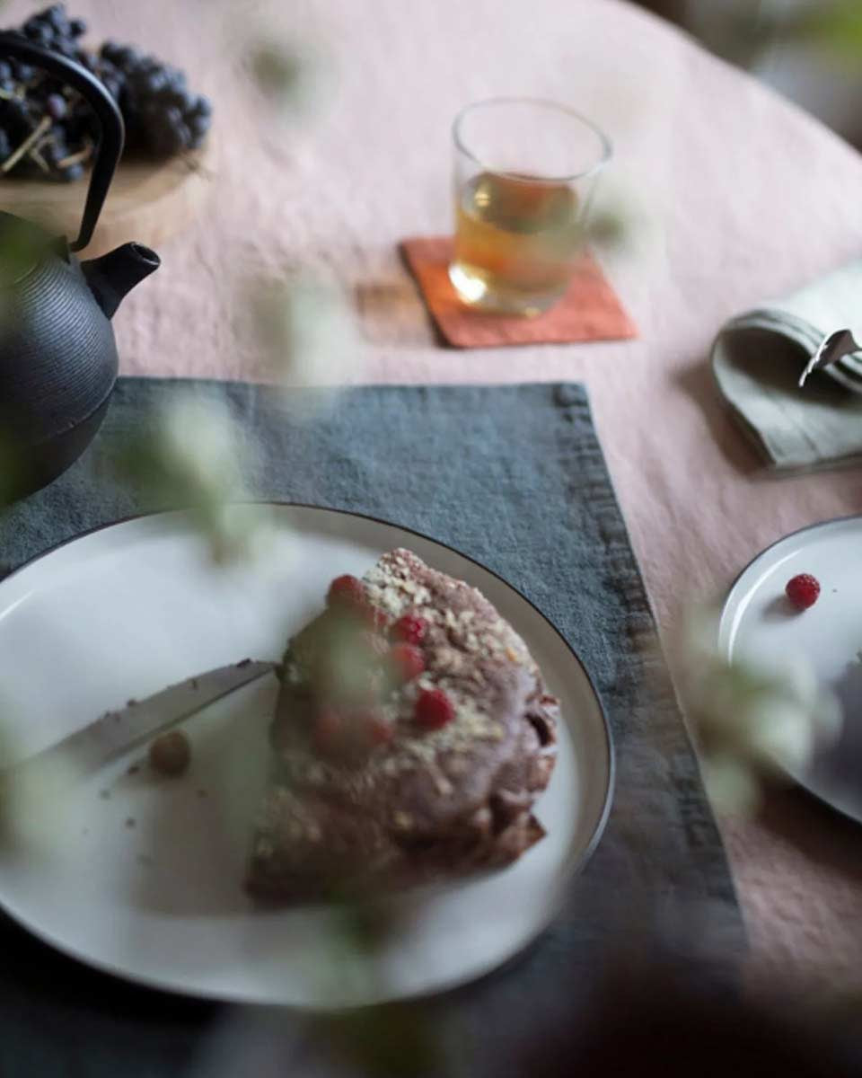 Tovaglietta di lino azzurra