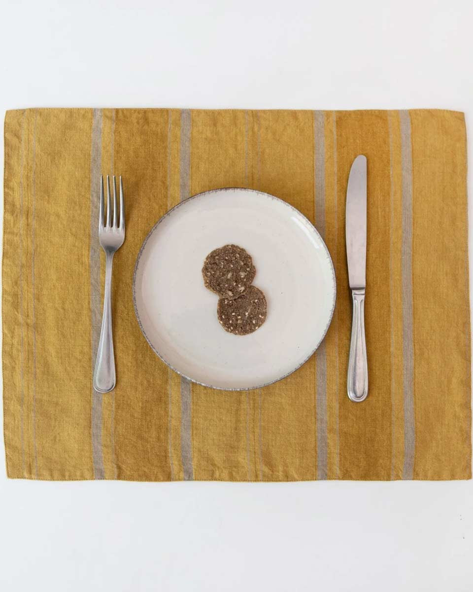 Set 6 tovagliette a righe in puro lino