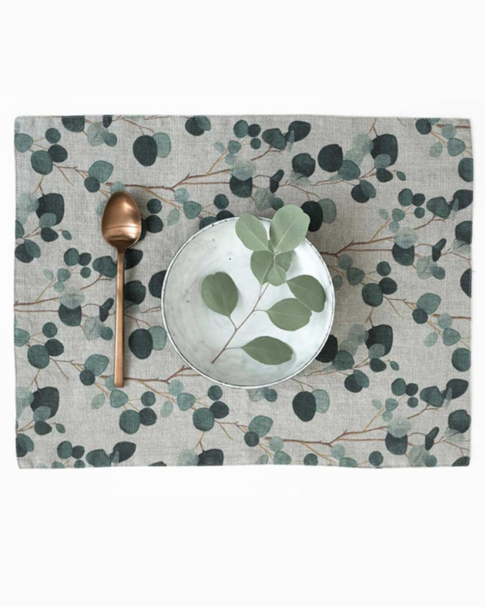 Set 6 tovagliette americane con stampa foglie di eucalipto