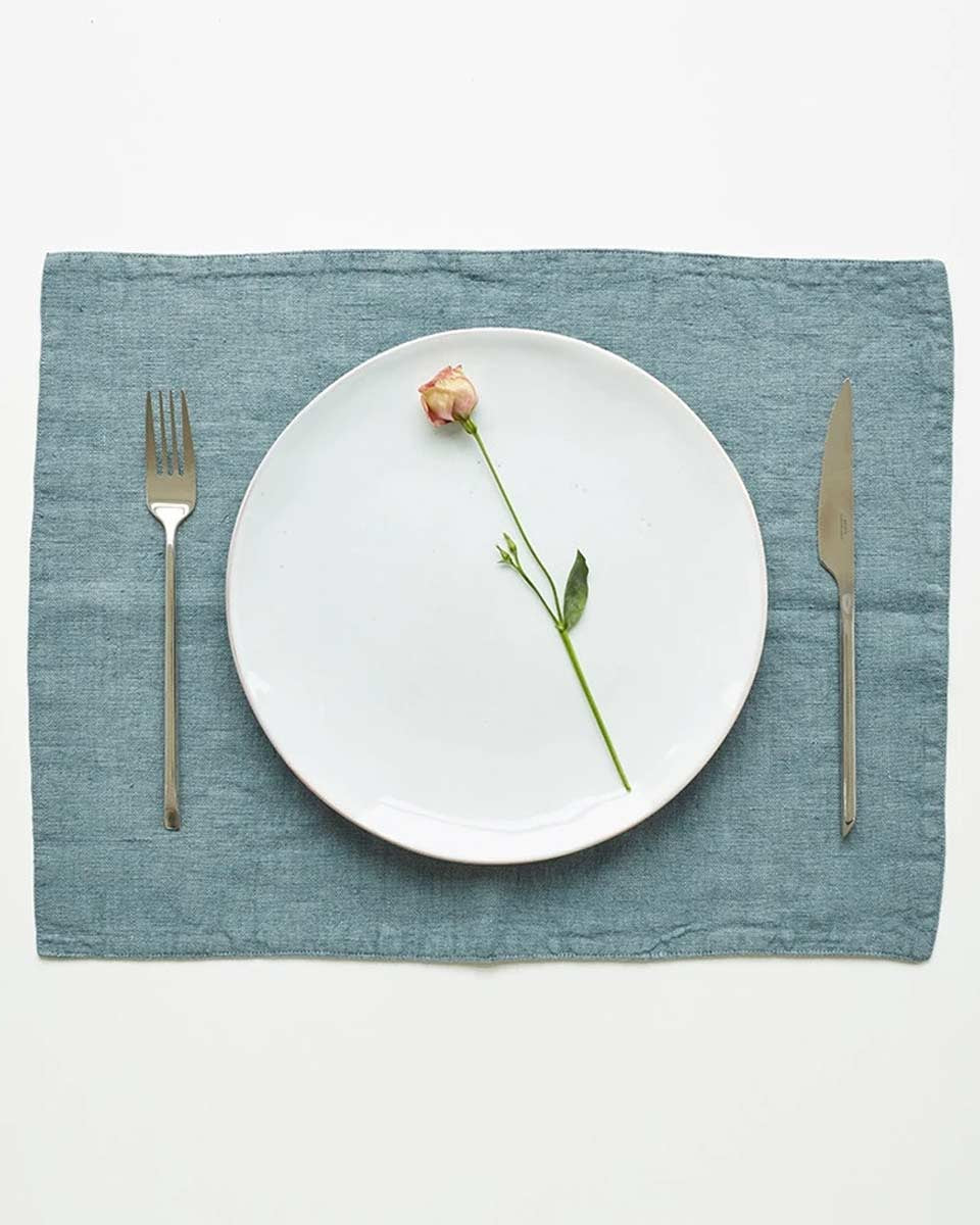 Tovagliette di lino azzurro polvere