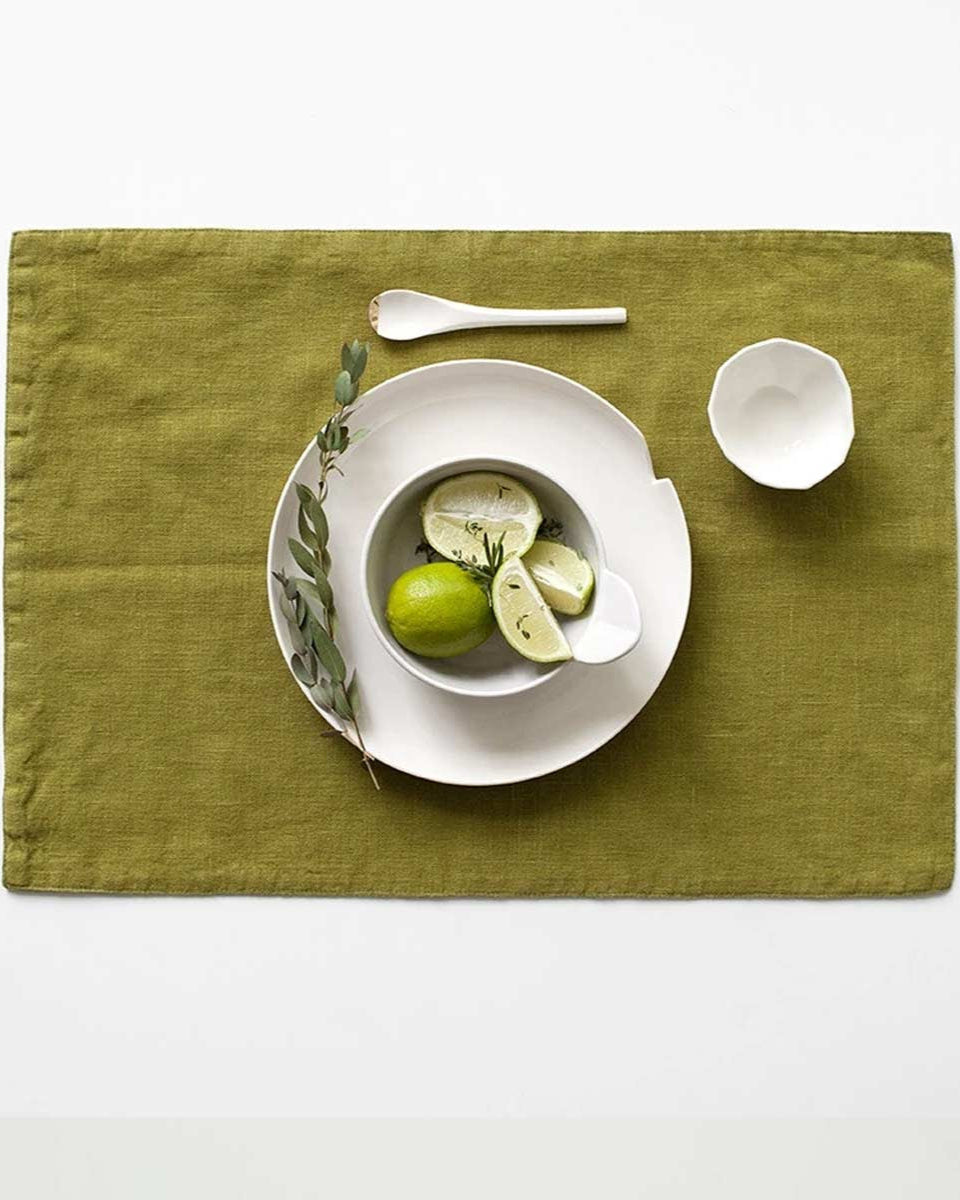 Tovagliette di lino verde acceso