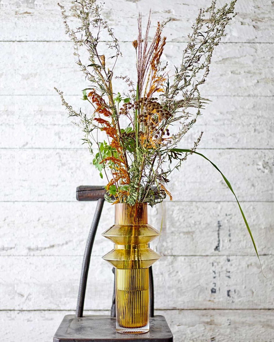 Vaso alto in vetro giallo