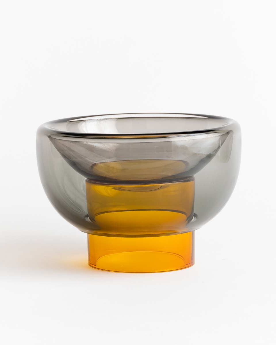 Vaso e ciotola in vetro soffiato