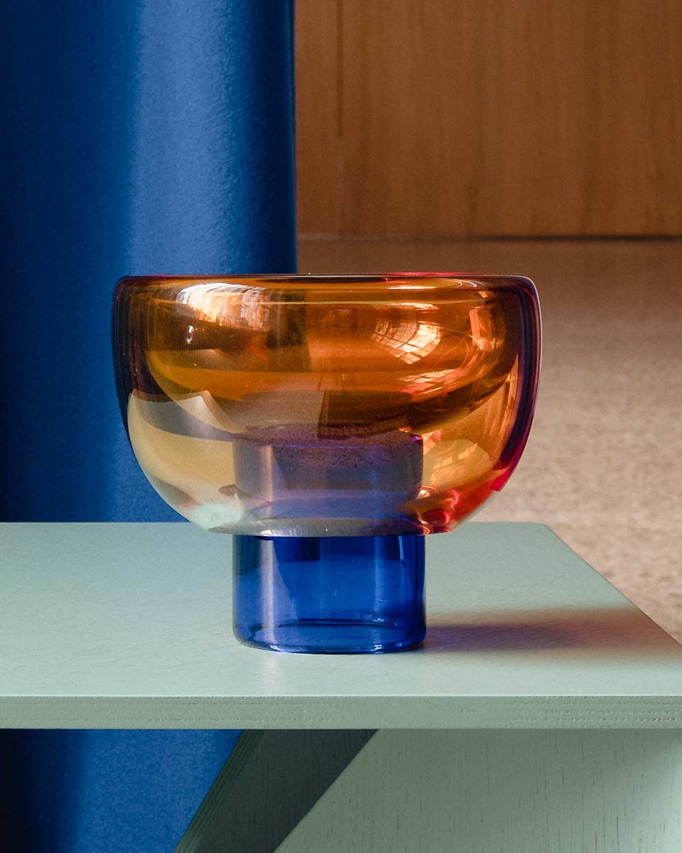 Vaso e ciotola in vetro soffiato