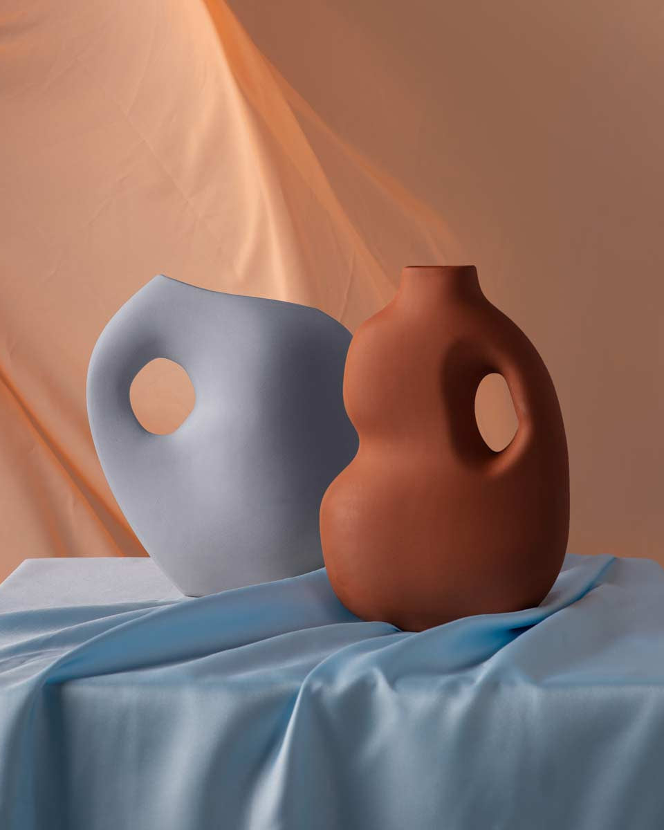 Vaso in ceramica azzurro pastello