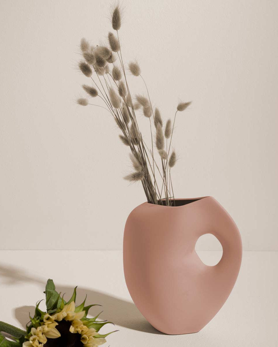 Vaso in ceramica rosa cipria