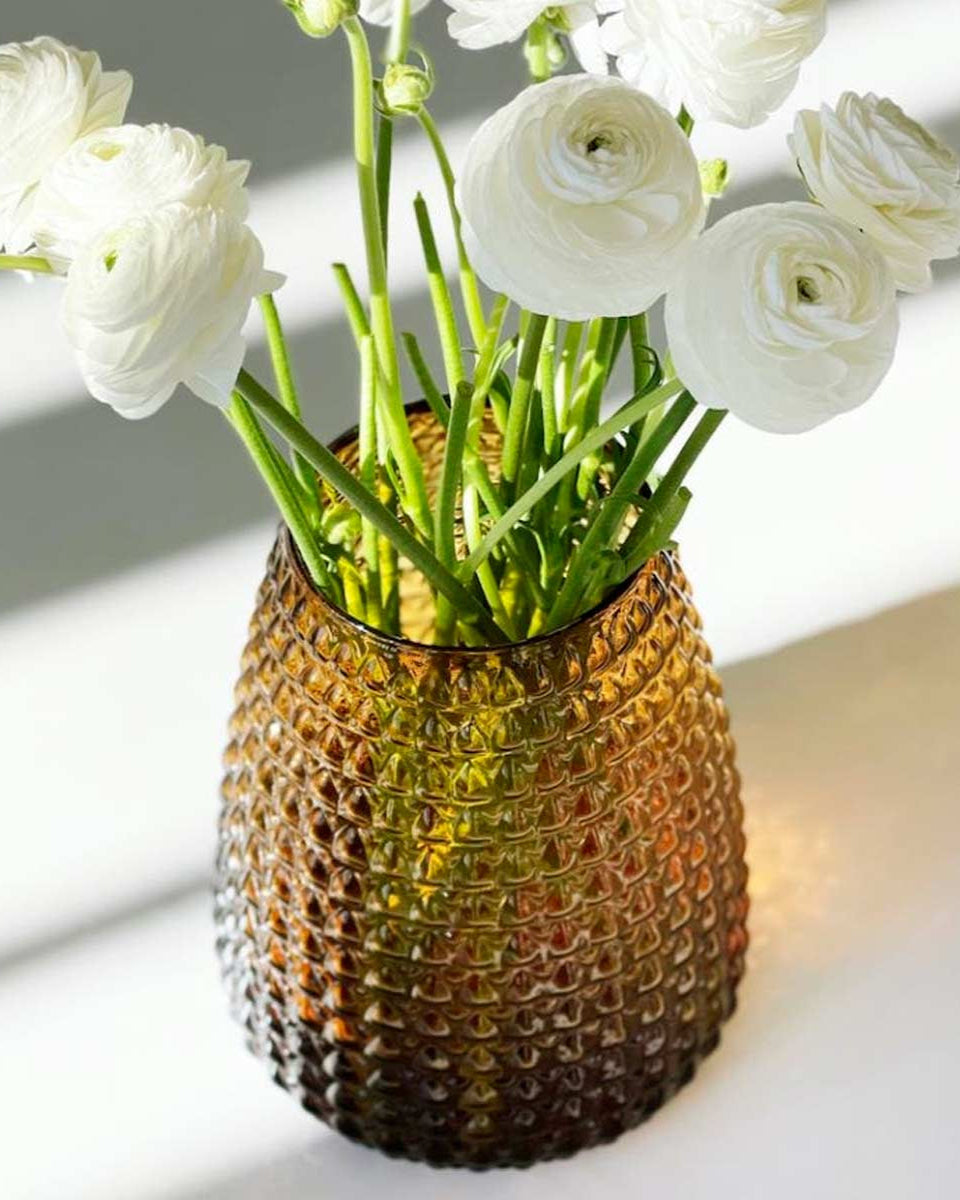 Vaso per fiori in vetro ambra