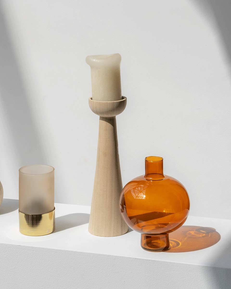 Vaso rotondo in vetro ambra