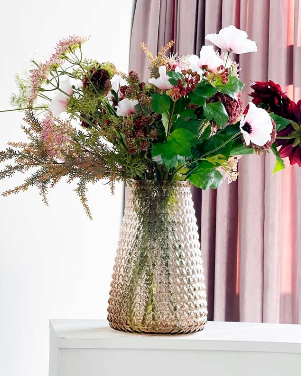 vaso di vetro con texture 