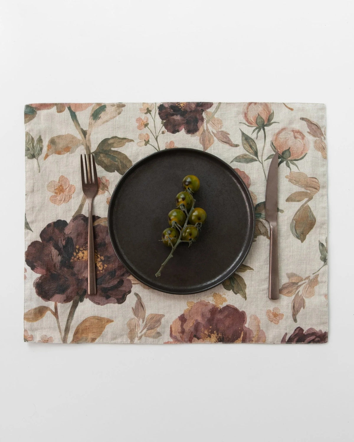 Vintage roses - set 6 tovagliette in lino a fiori