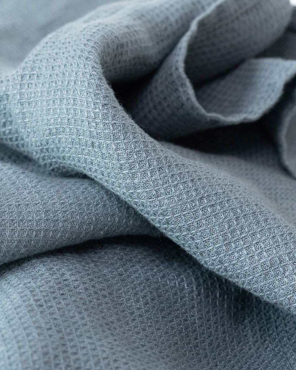 Waffle di lino azzurro polvere