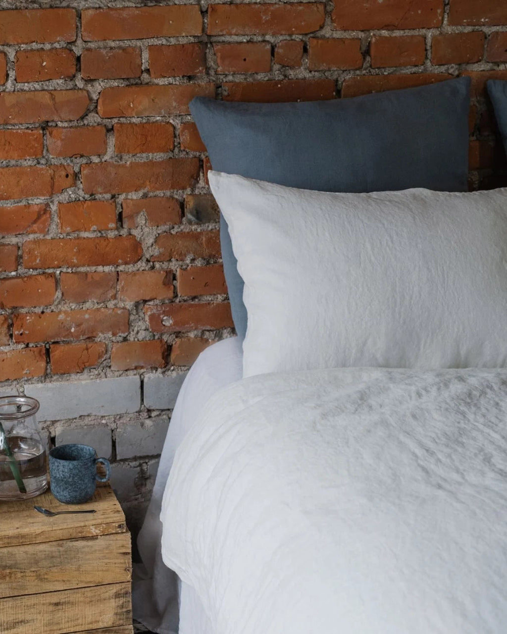 Optical white - set copripiumino bianco in lino + federe