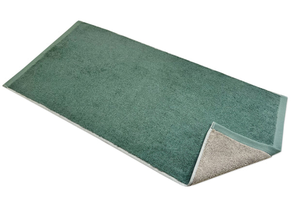 Double-face - Asciugamano verde e beige in cotone biologico