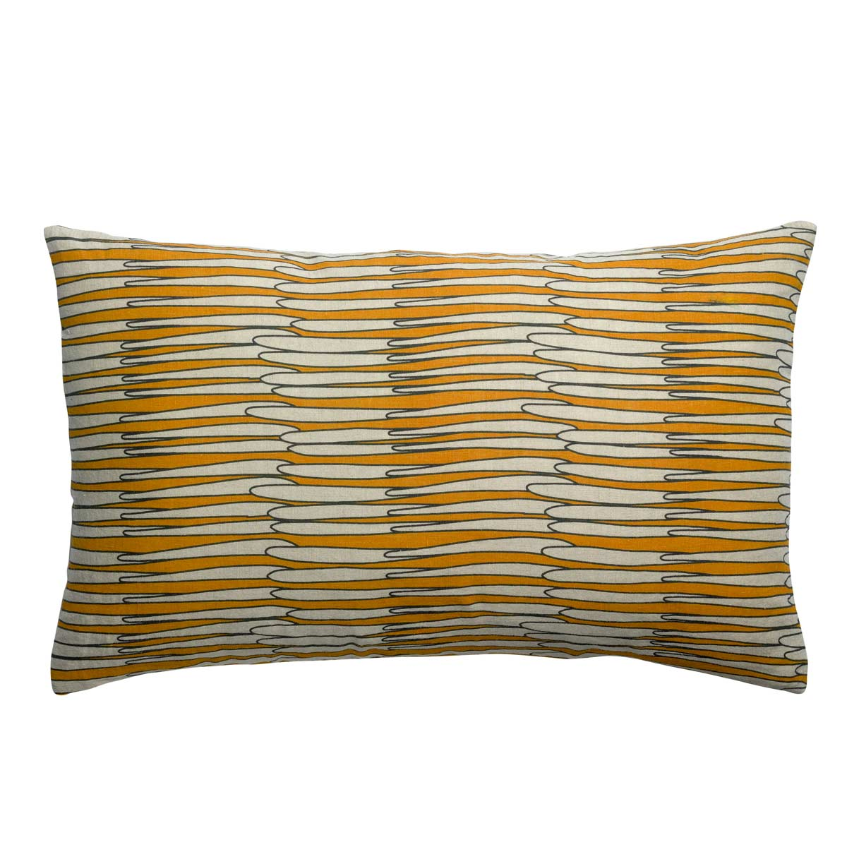 Cuscino rettangolare giallo ocra in puro lino, Vivaraise - LivingDecò