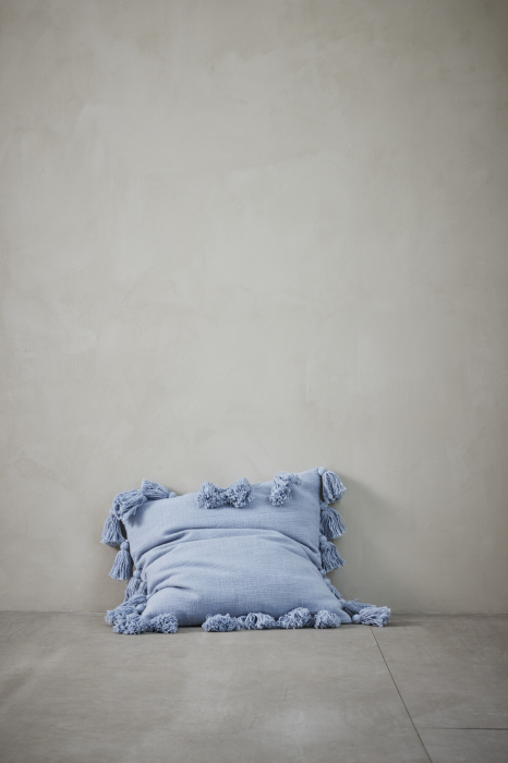 Feminia - cuscino azzurro in cotone, 60 x 60