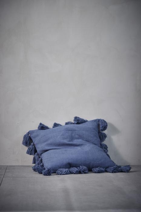 Feminia - cuscino blu in cotone, 60 x 60