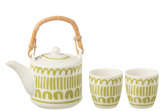 Tea for Two -  Teiera con due tazza, fantasia verde