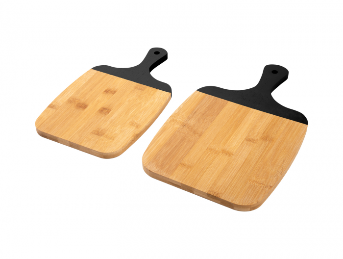 Gourmet - set due taglieri in bamboo con manico nero