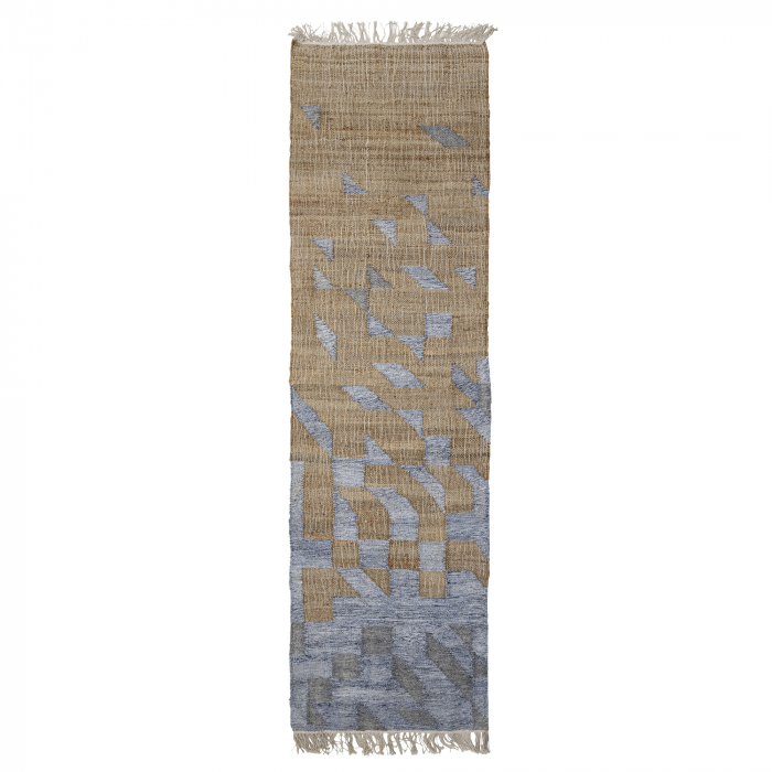 Vikka - stuoia azzurro e tinta corda  245x75 cm