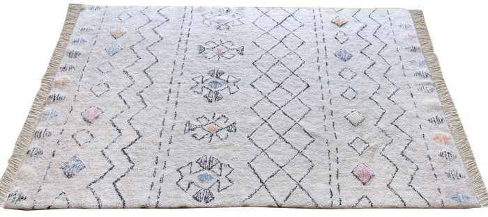 Seabert - tappeto bianco avorio con motivi multicolore 120 X 180