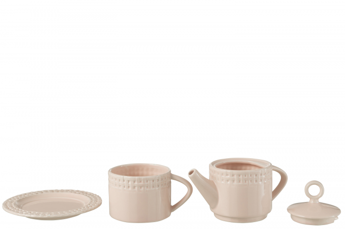 Tea for One - teiera con tazza in ceramica rosa