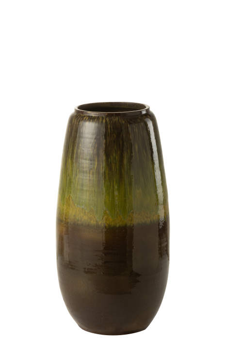 Liv - vaso alto in ceramica con sfumatura verde e marrone