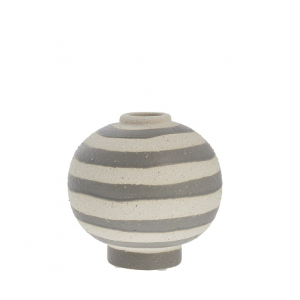 Bloomingville Schila - vaso in terracotta a righe bianche e nere -  LivingDecò