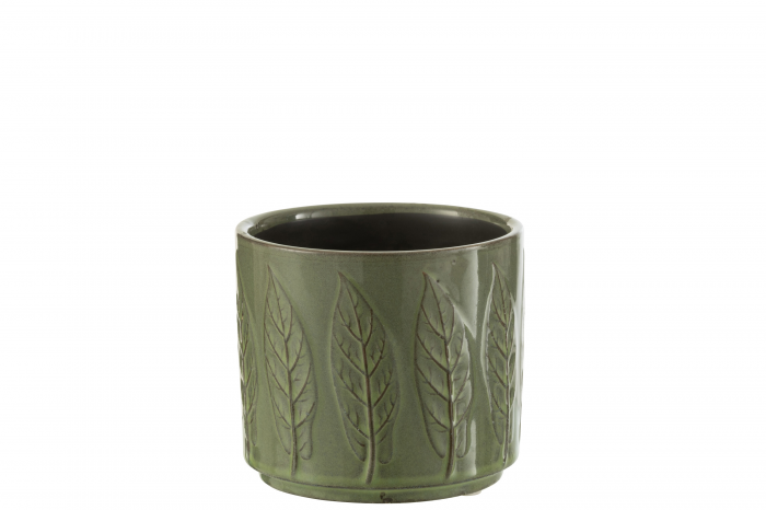 Vaso da fiori Leaf in ceramica verde piccolo