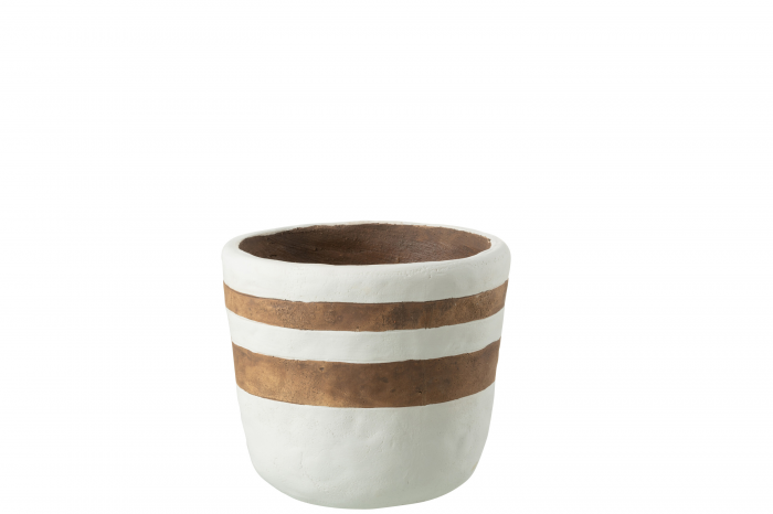 Vaso Kenia in ceramica bianco/marrone medio