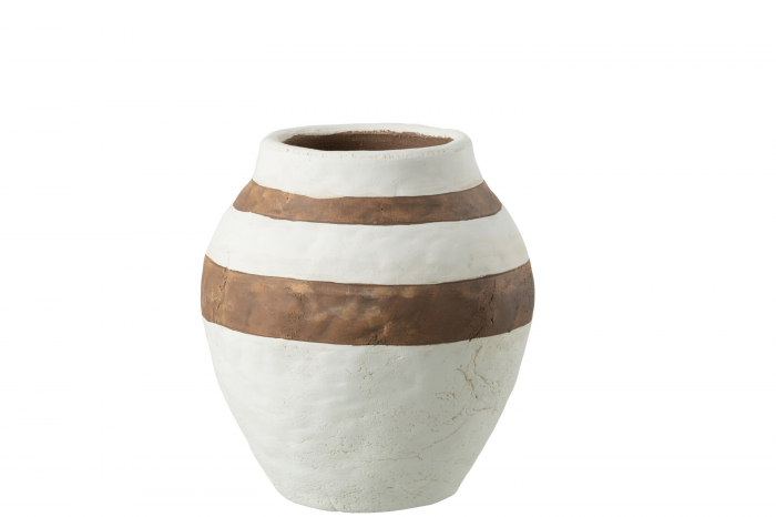 Vaso Kenia in ceramica bianco/marrone piccolo