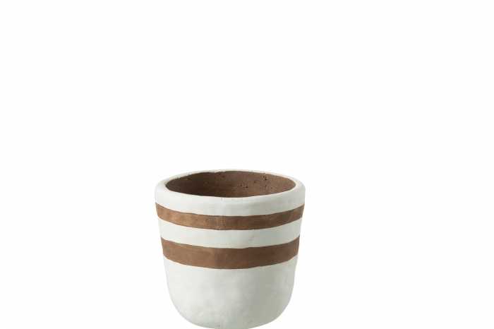 Vaso Kenia in ceramica bianco/marrone piccolo
