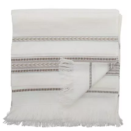 Lovina - Asciugamano doccia bianco con frange e ricami