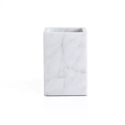 Squared - Bicchiere porta spazzolini in marmo bianco