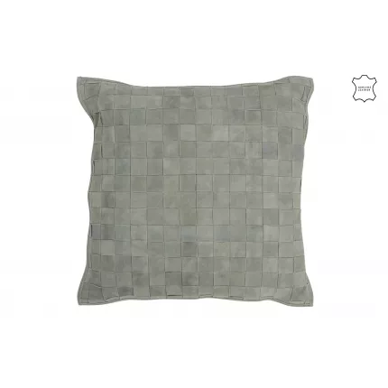 Genle - Cuscino quadrato in pelle grigio-verde