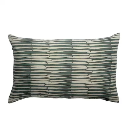Zeff Mona - Cuscino rettangolare verde timo in lino, stampa fantasia