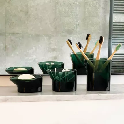 Cala - set accessori bagno in vetro verde