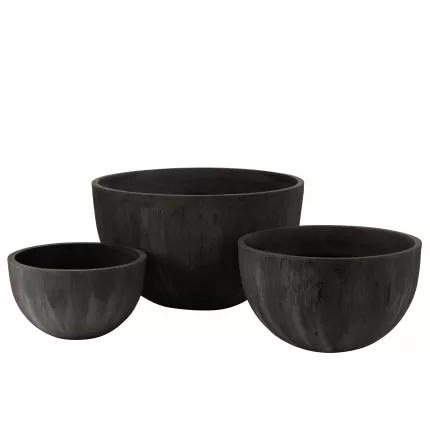 Bowl - Set di 3 vasi in terracotta nera