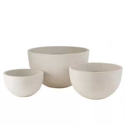 Ciot - Set di 3 vasi bassi rotondi in ceramica bianca