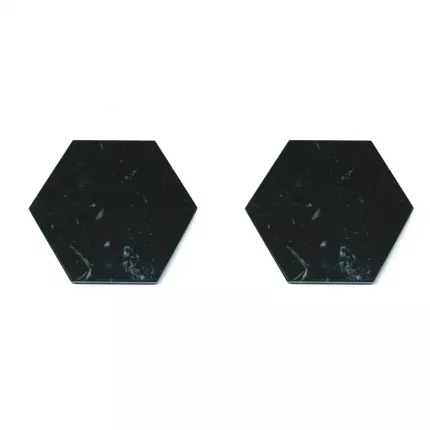 Set due sottobicchieri esagonali in marmo nero