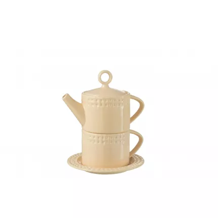 Tea for one - teiera con tazza rosa pesca