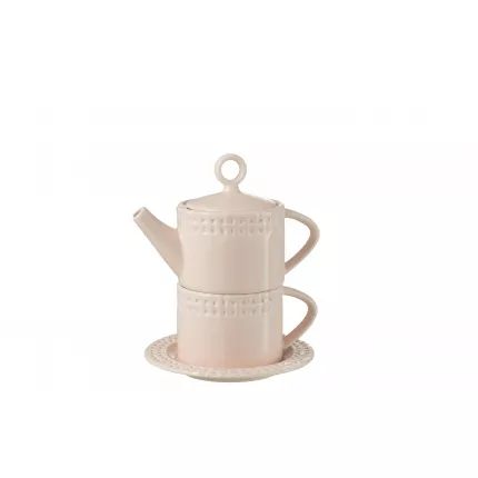 Tea for One - teiera con tazza in ceramica rosa