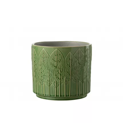 Leaf L - portavaso in ceramica verde con foglie