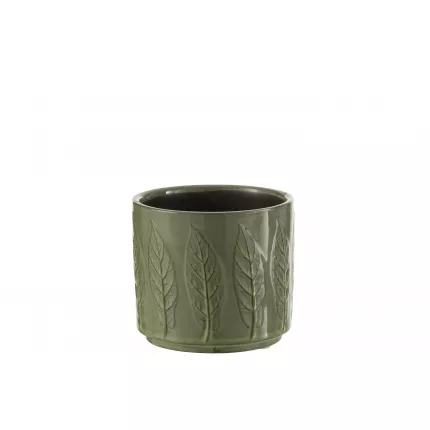 Vaso da fiori Leaf in ceramica verde piccolo