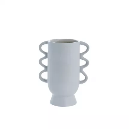 Suselle - Vaso bianco in ceramica con manici decorativi