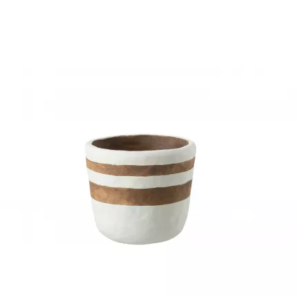 Vaso Kenia in ceramica bianco/marrone medio