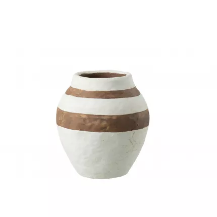 Vaso Kenia in ceramica bianco/marrone piccolo