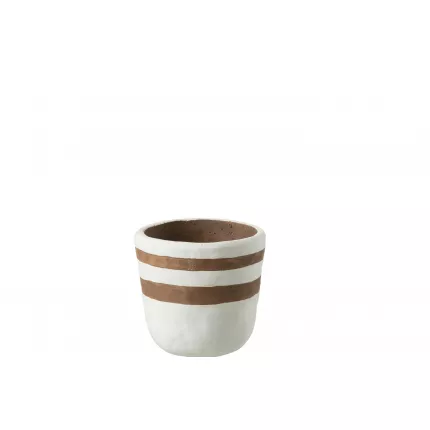 Vaso Kenia in ceramica bianco/marrone piccolo
